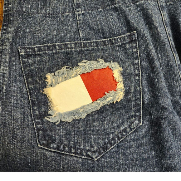 Y2K Tommy Hilfiger Jeans 8 Skirt Patch Logo Street Wear - Picture 4 of 7